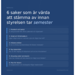 Slide headline: "6 things to check off before the board goes on vacation" with a numbered checklist below item 1: "Minutes and resolutions" (visible list begins)